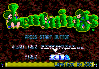 Lemmings title screen for Sega Genesis